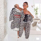 Dames tweedelige set met luipaardprint (trui en broek)