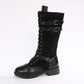 Vintage combat boots voor dames met veters en gesp
