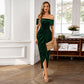 Elegante maxi-jurk met ruches en blote schouders voor dame