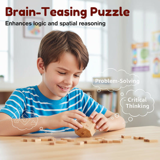 🔥 50% KORTING! ✨ Luban Lock Houten Puzzel - Stimuleert Ruimtelijke Intelligentie, Natuurlijk Houtontwerp, Educatief Familiespel 🧩🤲