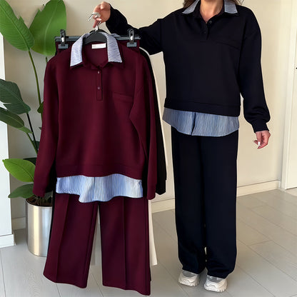 ⏳Tijdelijke aanbieding⏰Dames casual set van 2 stuks met lange mouwen, top en broek