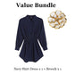 Women's Fashionable Cinched-Waist Shirt Dress