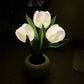 LED Tulp Nachtlamp - Bloem Tafellamp met 3 Takken USB Decoratief Licht