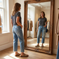 Retro cropped jeans met rechte pijpen voor dames