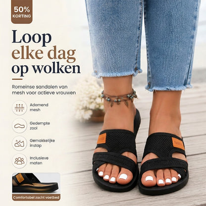 Brede Voeten Comfortabele Platte Sandalen Met Open Teen